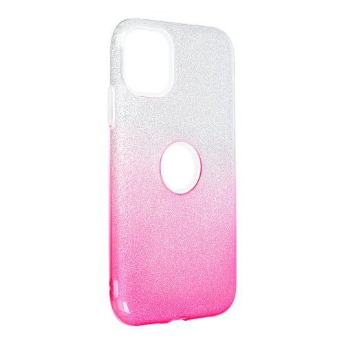 iPhone 11 szilikon tok, hátlaptok, telefon tok, csillámos, pink-ezüst