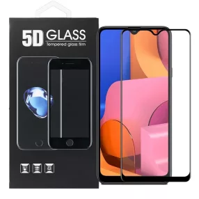   Samsung Galaxy A20s üvegfólia, tempered glass, előlapi, 5D, edzett, hajlított, fekete kerettel