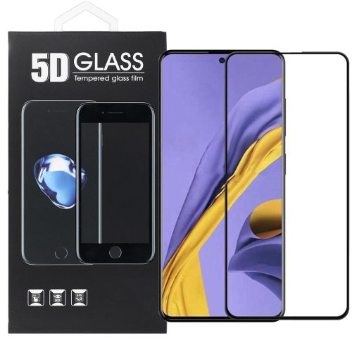 Samsung Galaxy S10 Lite üvegfólia, tempered glass, előlapi, 5D, edzett, hajlított, fekete kerettel