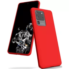   Samsung Galaxy S20 Ultra 5G szilikon tok, hátlaptok, telefon tok, matt, piros, Soft