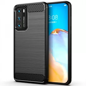   Huawei P40 szilikon tok, hátlaptok, telefon tok, karbon mintás, fekete, Carbon case