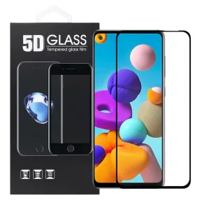   Samsung Galaxy A21s / A21 üvegfólia, tempered glass, előlapi, 5D, edzett, hajlított, fekete kerettel
