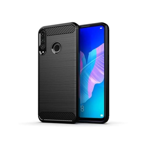 Huawei P40 Lite E / Y7P szilikon tok, hátlaptok, telefon tok, karbon mintás, fekete, Carbon case