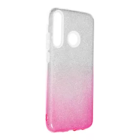   Huawei P40 Lite E / Y7P szilikon tok, hátlaptok, telefon tok, csillámos, pink-ezüst, Shining Case