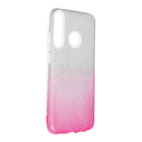 Huawei P40 Lite E / Y7P szilikon tok, hátlaptok, telefon tok, csillámos, pink-ezüst