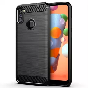   Samsung Galaxy A11 szilikon tok, hátlaptok, telefon tok, karbon mintás, fekete, Carbon case