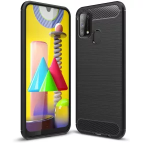   Samsung Galaxy M31 szilikon tok, hátlaptok, telefon tok, karbon mintás, fekete, Carbon case