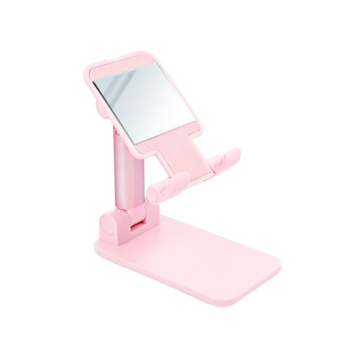 Asztali mobiltelefon tartó ,tablet tartó, asztali állvány, tükrös, rózsaszín