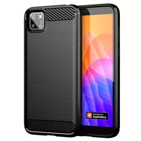   Huawei Y5P szilikon tok, hátlaptok, telefon tok, karbon mintás, fekete, Carbon case