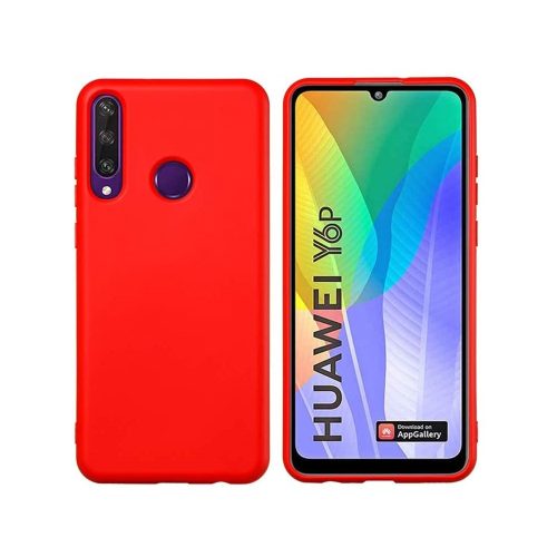 Huawei Y6P szilikon tok, hátlaptok, telefon tok, matt, piros, Soft