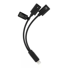   Adapter, átalakító, dual iPhone 8pin, lightning -> iPhone 8pin, lightning, fekete