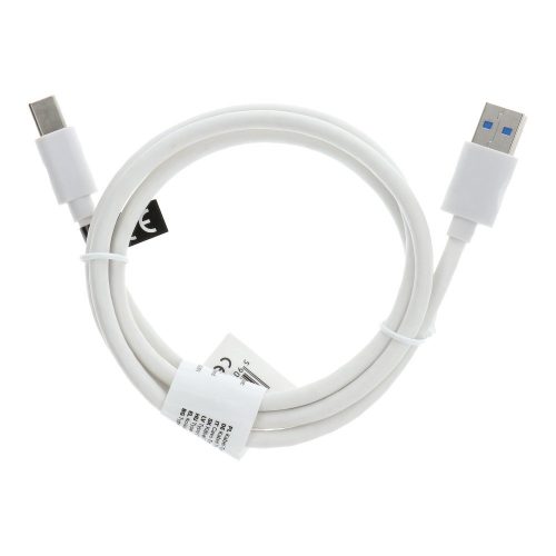 USB-C (Type-C) adatkábel, töltőkábel, USB-USB-C, hosszított csatlakozóval, 8mm, ütésálló telefonokhoz, fehér, 5A 1m, C393