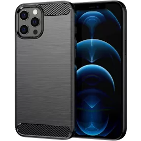   iPhone 12 Pro Max szilikon tok, hátlaptok, telefon tok, karbon mintás, fekete, Carbon case