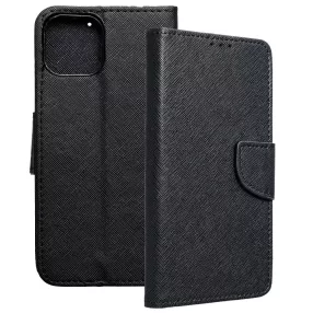   iPhone 12 Pro Max könyvtok, fliptok, telefon tok, bankkártyatartós, mágneszáras, fekete, Fancy