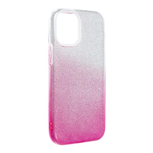 iPhone 12 Mini szilikon tok, hátlaptok, telefon tok, csillámos, pink-ezüst