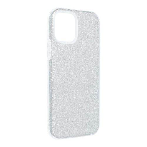 iPhone 12 / 12 Pro szilikon tok, hátlaptok, telefon tok, csillámos, ezüst