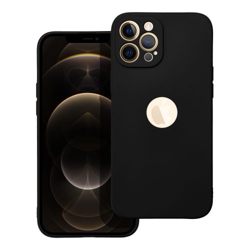 iPhone 12 Pro Max szilikon tok, hátlaptok, telefon tok, matt, fekete, Soft