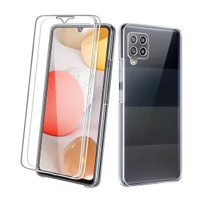   Samsung Galaxy A42 5G telefon tok, szilikon előlap+műanyag hátlap, elő+hátlapi, 360 fokos védelem, átlátszó