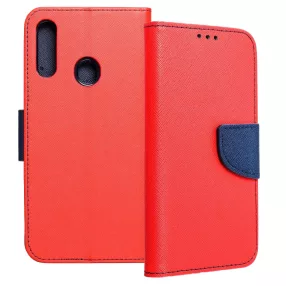   Samsung Galaxy A20s könyvtok, fliptok, telefon tok, bankkártyatartós, mágneszáras, piros-sötétkék, Fancy