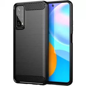   Huawei P Smart 2021 szilikon tok, hátlaptok, telefon tok, karbon mintás, fekete, Carbon case
