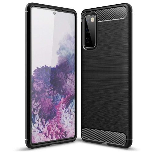 Samsung Galaxy S20 FE / S20 FE 5G szilikon tok, hátlaptok, telefon tok, karbon mintás, fekete, Carbon case
