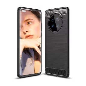   Huawei Mate 40 Pro szilikon tok, hátlaptok, telefon tok, karbon mintás, fekete, Carbon case