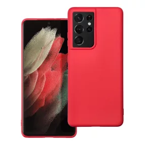   Samsung Galaxy S21 Ultra 5G szilikon tok, hátlaptok, telefon tok, matt, piros, Soft