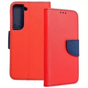   Samsung Galaxy S21 Plus 5G (S21+ 5G) könyvtok, fliptok, telefon tok, bankkártyatartós, mágneszáras, piros-sötétkék, Fancy