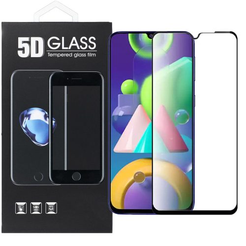 Samsung Galaxy A02s / A03s üvegfólia, tempered glass, előlapi, 5D, edzett, hajlított, fekete kerettel