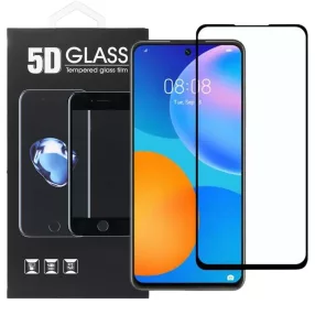   Huawei P Smart 2021 üvegfólia, tempered glass, előlapi, 5D, edzett, hajlított, fekete kerettel