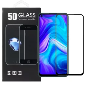   Xiaomi Redmi Note 9 5G / Redmi Note 9 üvegfólia, tempered glass, előlapi, 5D, edzett, hajlított, fekete kerettel