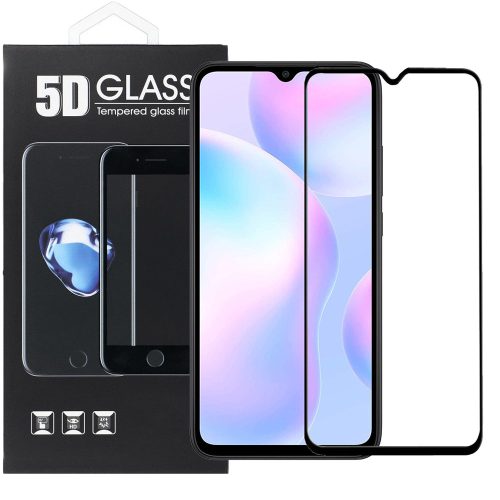 Xiaomi Redmi 9A / 9AT / 9i / 9C üvegfólia, tempered glass, előlapi, 5D, edzett, hajlított, fekete kerettel