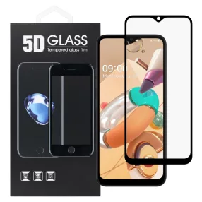   LG K41S üvegfólia, tempered glass, előlapi, 5D, edzett, hajlított, fekete kerettel