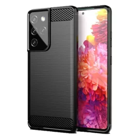   Samsung Galaxy S21 Ultra 5G szilikon tok, hátlaptok, telefon tok, karbon mintás, fekete, Carbon case
