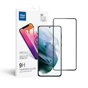   Samsung Galaxy S21 5G üvegfólia, tempered glass, előlapi, 5D, edzett, hajlított, fekete kerettel, Bluestar 