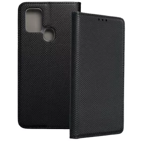   Realme 7i könyvtok, fliptok, telefon tok, bankkártyatartós, mágneszáras, fekete, Smart Case book