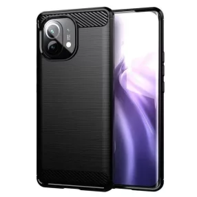   Xiaomi Mi 11 5G szilikon tok, hátlaptok, telefon tok, karbon mintás, fekete, Carbon case