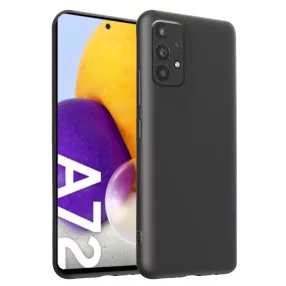   Samsung Galaxy A72 4G / 5G szilikon tok, hátlaptok, telefon tok, velúr belsővel, matt, fekete, Silicone