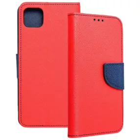   Samsung Galaxy A22 5G könyvtok, fliptok, telefon tok, bankkártyatartós, mágneszáras, piros-sötétkék, Fancy