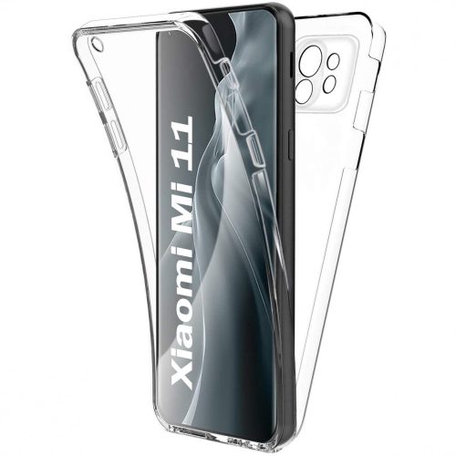 Xiaomi Mi 11 5G telefon tok, szilikon előlap+műanyag hátlap, elő+hátlapi, 360 fokos védelem, átlátszó
