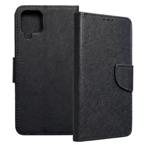   Samsung Galaxy A22 4G könyvtok, fliptok, telefon tok, bankkártyatartós, mágneszáras, fekete, Fancy