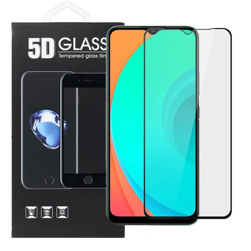 Samsung Galaxy A22 4G üvegfólia, tempered glass, előlapi, 5D, edzett, hajlított, fekete kerettel