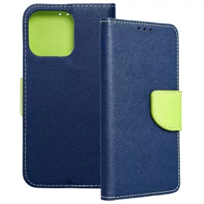   iPhone 13 Pro könyvtok, fliptok, telefon tok, bankkártyatartós, mágneszáras, sötétkék-zöld, Fancy