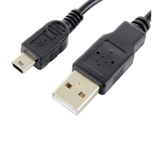 Mini USB adatkábel, töltőkábel, fekete, 2m