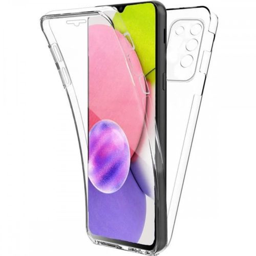 Samsung Galaxy A03s telefon tok, szilikon előlap+műanyag hátlap, elő+hátlapi, 360 fokos védelem, átlátszó