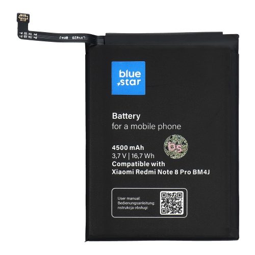 Xiaomi Redmi Note 8 Pro akkumulátor, BM4J kompatibilis, 4500mAh, BlueStar