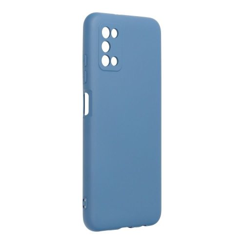 Samsung Galaxy A03s szilikon tok, hátlaptok, telefon tok, velúr belsővel, matt, kék, Silicone