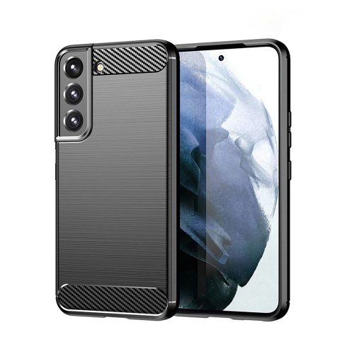 Samsung Galaxy S22 Plus 5G (S22+ 5G) szilikon tok, hátlaptok, telefon tok, karbon mintás, fekete, Carbon case