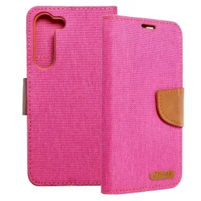   Samsung Galaxy S22 Plus 5G (S22+ 5G) könyvtok, fliptok, telefon tok, mágneszáras, bankkártya tartós, rózsaszín, Canvas