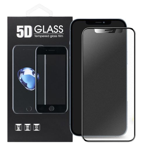 iPhone 11 Pro / X / XS üvegfólia, tempered glass, előlapi, 5D, edzett, hajlított, matt, fekete kerettel